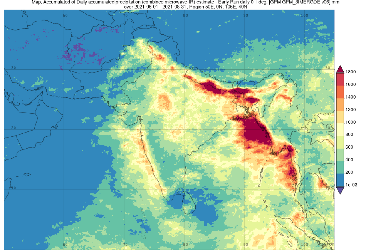 2021 average daily rainfall June, July August.