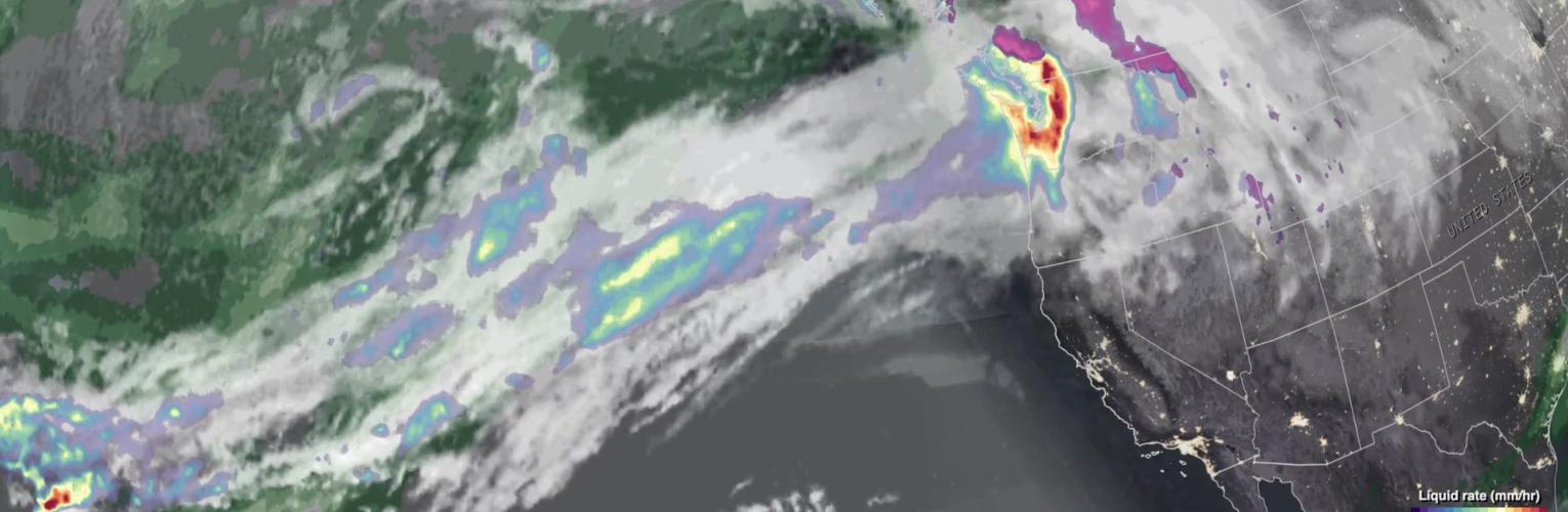 IMERG view of an atmospheric river impacting Washington State on December 9, 2025
