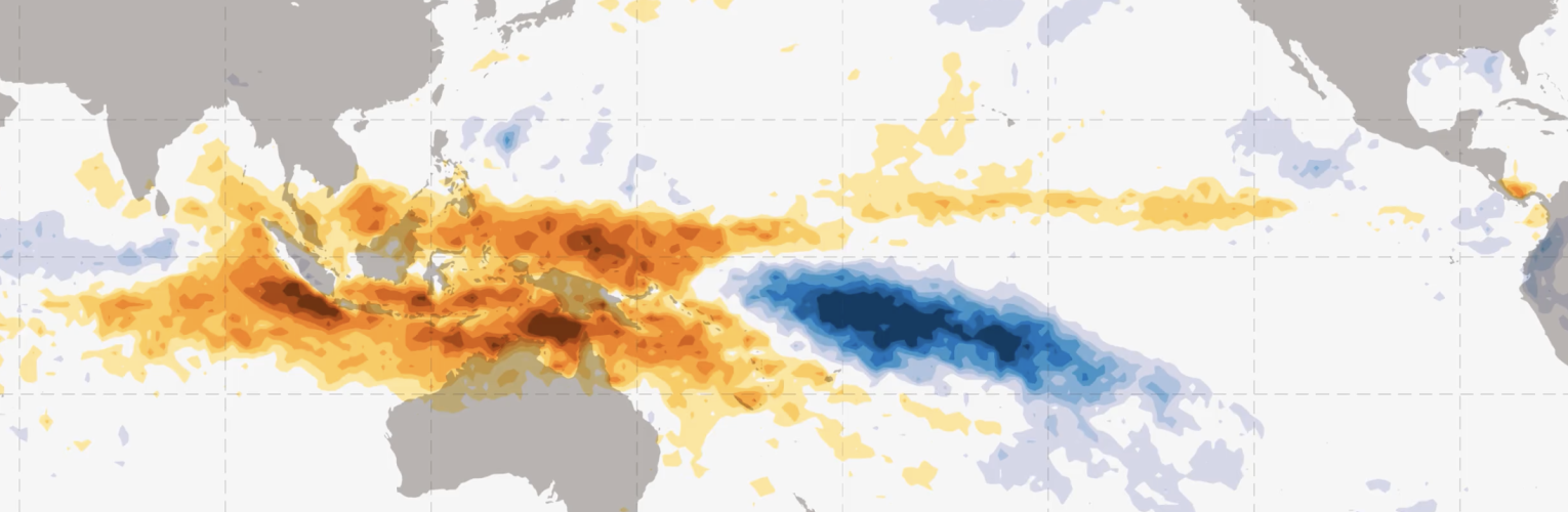 MJO Phase 1 precipitation anomaly from IMERG