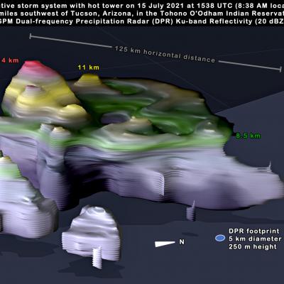 Arizona GPM DPR Convective Storm 3D View 2021 July 15