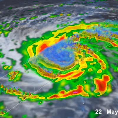 GPM Core Observatory data of precipitation within Typhoon Mawar