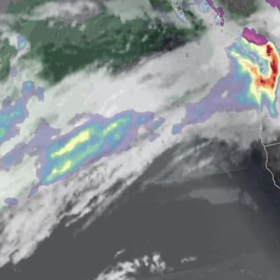 IMERG view of an atmospheric river impacting Washington State on December 9, 2025