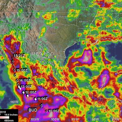 Hurricane Bud's Rainfall Measured with GPM IMERG