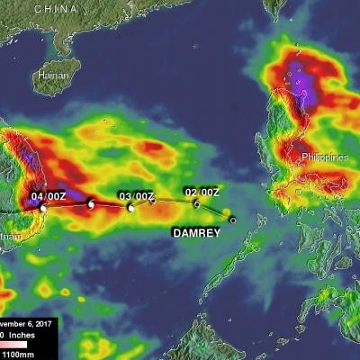 Damrey's Heavy Rainfall Examined Using IMERG Data 