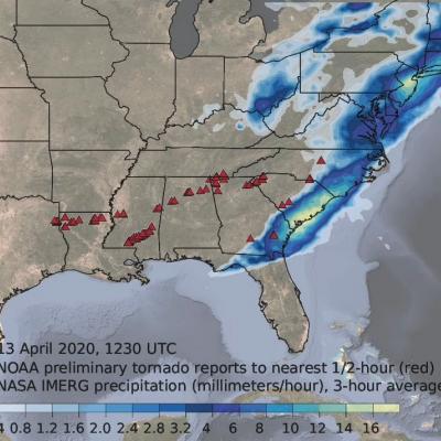 GPM IMERG Observes Rainfall from Tornado-spawning Storms in the Southern U.S.