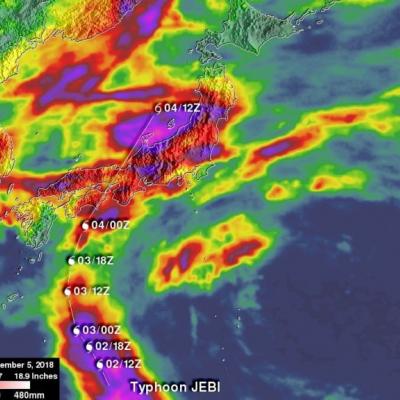 GPM IMERG Adds Up Heavy Rains from Typhoon Jebi