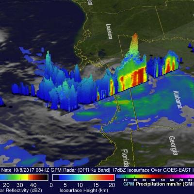  GPM Sees Powerful Thunderstorms In Landfalling Hurricane Nate 