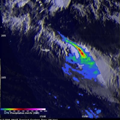 Weakening Tropical Cyclone Zena's Rain Measured By GPM 