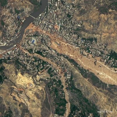 Aerial photo of 2010 landslide in Gansu, China