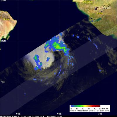 TRMM image of tropical storm in the Arabian sea
