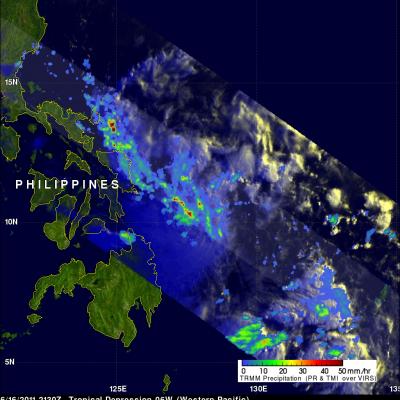 TRMM Image of tropical cyclone near Philippines