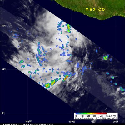 TRMM image of tropical depression forming near Mexico