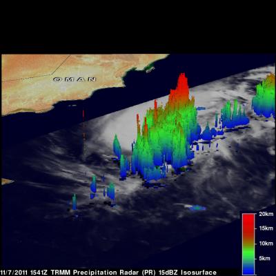 TRMM radar image of tropical cyclone aproaching Oman