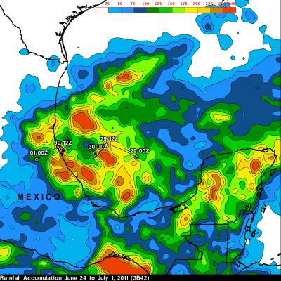 TRMM rain map of Mexico