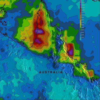 TRMM image of heavy rainfall in Australia