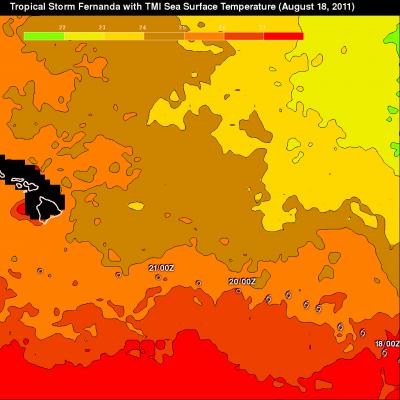 Sea surface temperature image around Fernanda