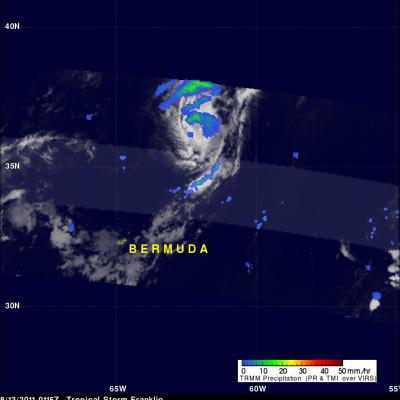 TRMM image of tropical storm Franklin near Bermuda