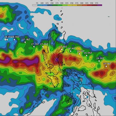 TRMM rain map of Typhoon Nesat