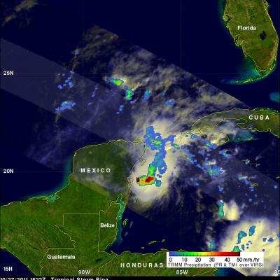 TRMM image of hurricane Rita weakening