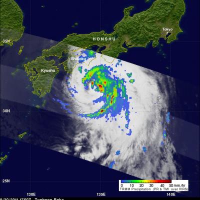 TRMM image of Typhoon Roke over Japan