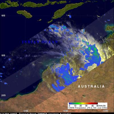 TRMM image of Western Australia Affected by Tropical Cyclone 20 