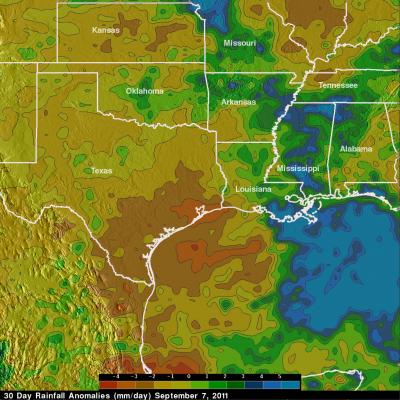 TRMM rain map of Texas anomaly