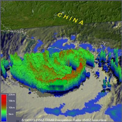 TRMM Sees Powerful Typhoon Utor As It Neared China